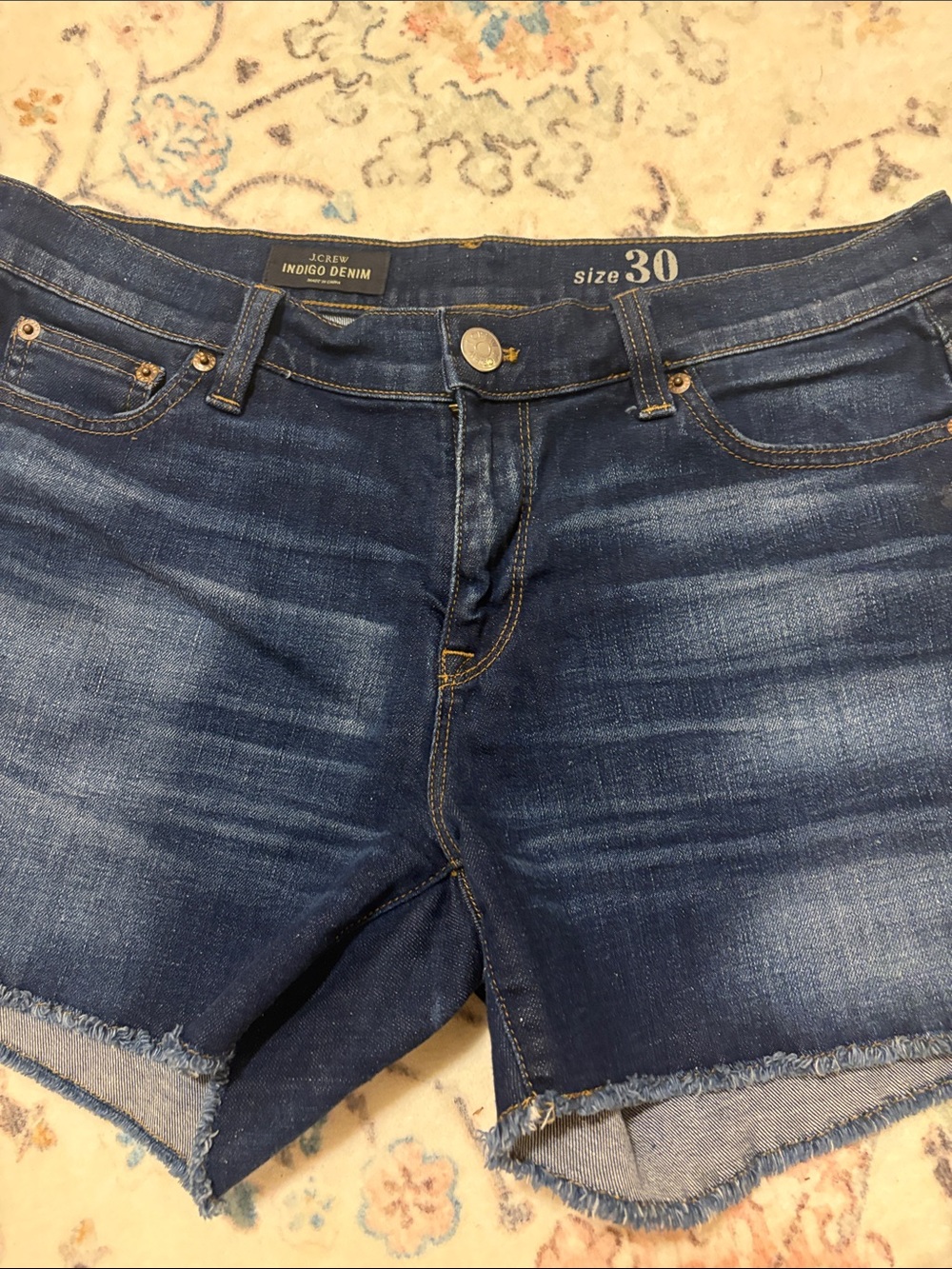 J. Crew Indigo Denim Cutoff Shorts - Midnight Blue Wash. Waist size 30. Like New